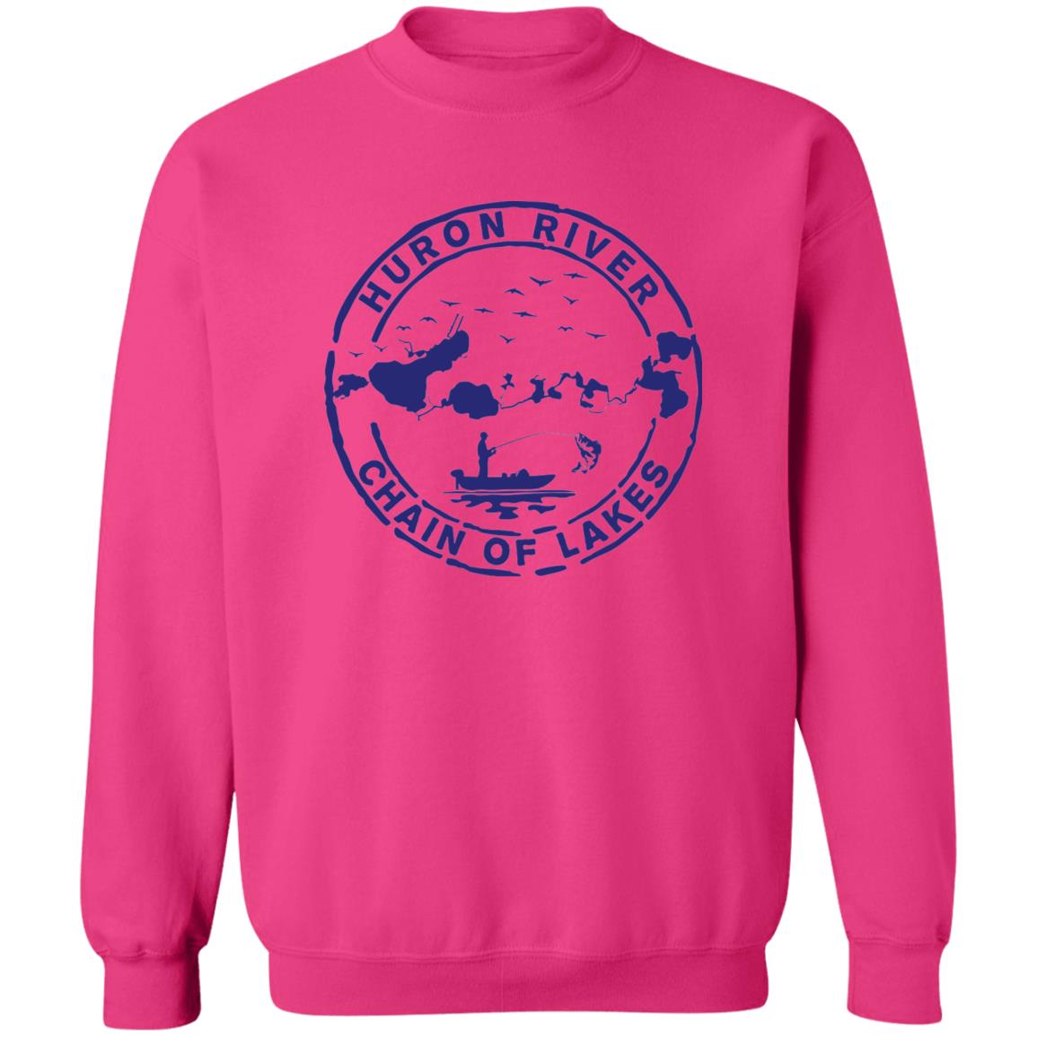 HRCL Fishing Logo Navy - G180 Crewneck Pullover Sweatshirt