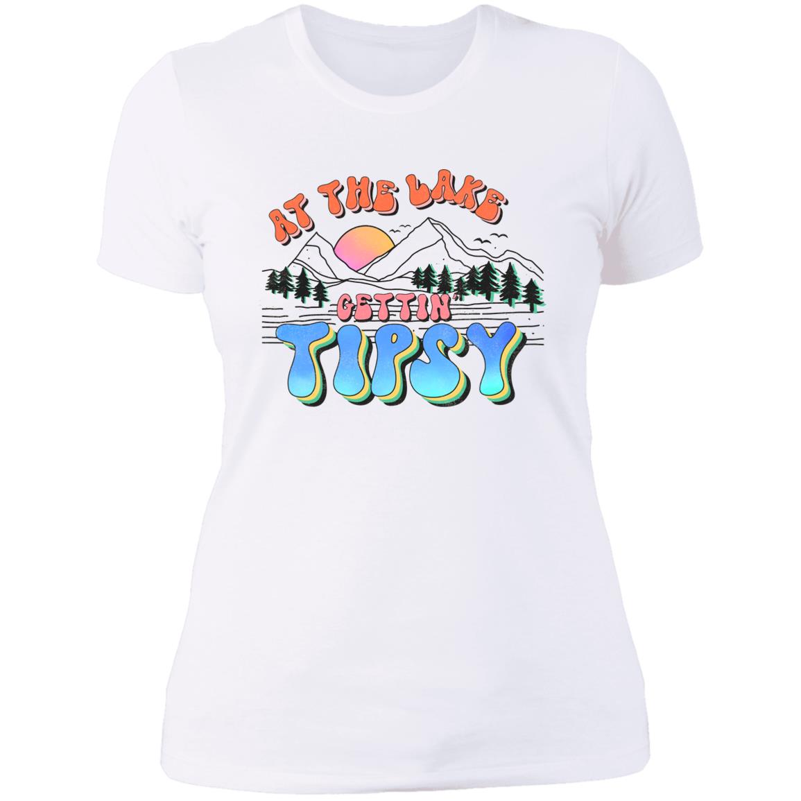 ***2 SIDED***  At the Lake Gettin' Tipsy HRCL LL 2 Sided NL3900 Ladies' Boyfriend T-Shirt