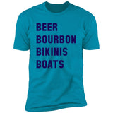 ***2 SIDED***  HRCL FL - Navy Beer Bourbon Bikinis Boats - 2 Sided NL3600 Premium Short Sleeve T-Shirt