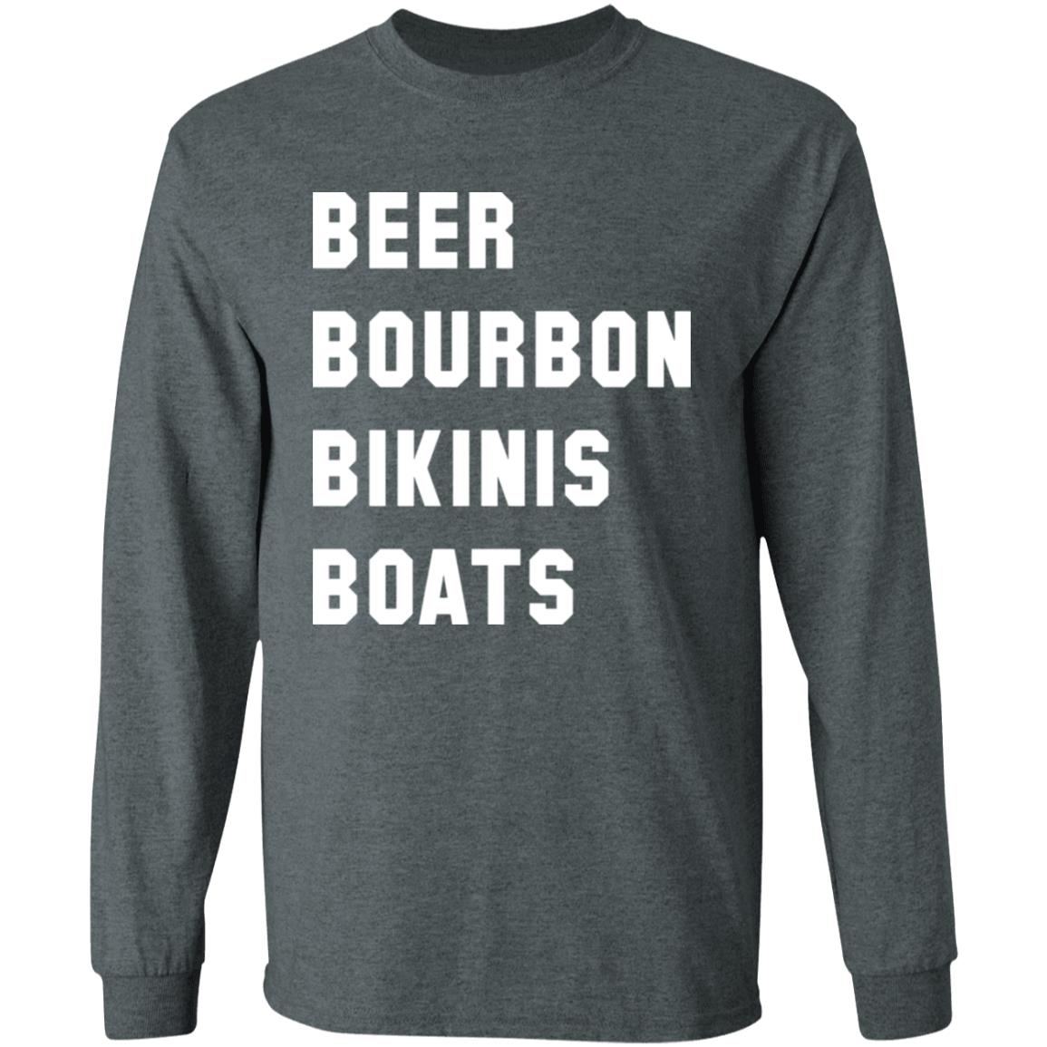 HRCL FL - Beer Bourbon Bikinis Boats - 2 Sided G540 LS T-Shirt 5.3 oz.