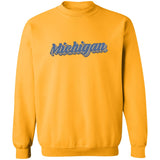 Michigan Retro Blue G180 Crewneck Pullover Sweatshirt