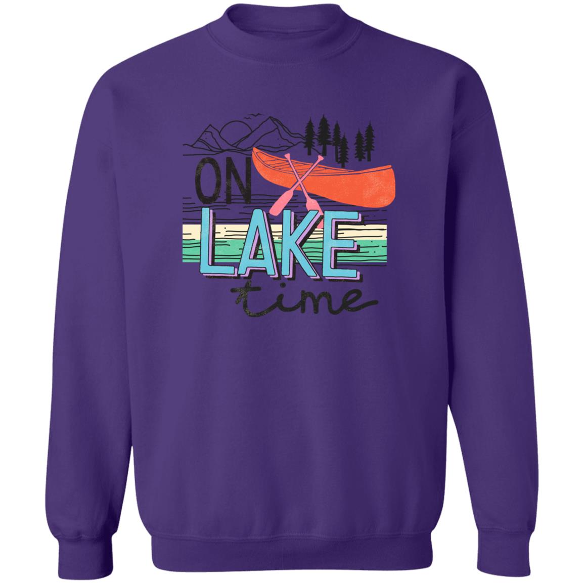***2 SIDED***  On Lake Time HRCL LL 2 Sided G180 Crewneck Pullover Sweatshirt