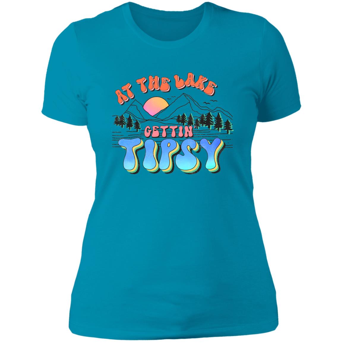 At the Lake Gettin' Tipsy HRCL LL 2 Sided NL3900 Ladies' Boyfriend T-Shirt