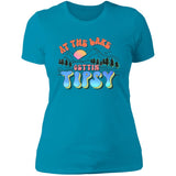 ***2 SIDED***  At the Lake Gettin' Tipsy HRCL LL 2 Sided NL3900 Ladies' Boyfriend T-Shirt