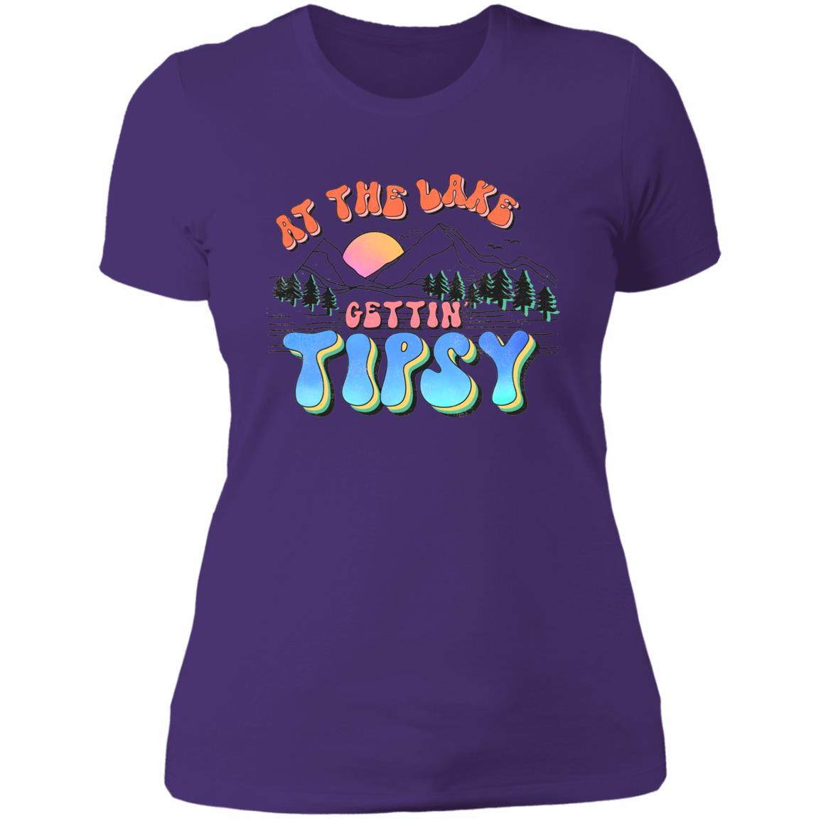 ***2 SIDED***  At the Lake Gettin' Tipsy HRCL LL 2 Sided NL3900 Ladies' Boyfriend T-Shirt