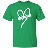 Michigan Heart - White G500B Youth 5.3 oz 100% Cotton T-Shirt