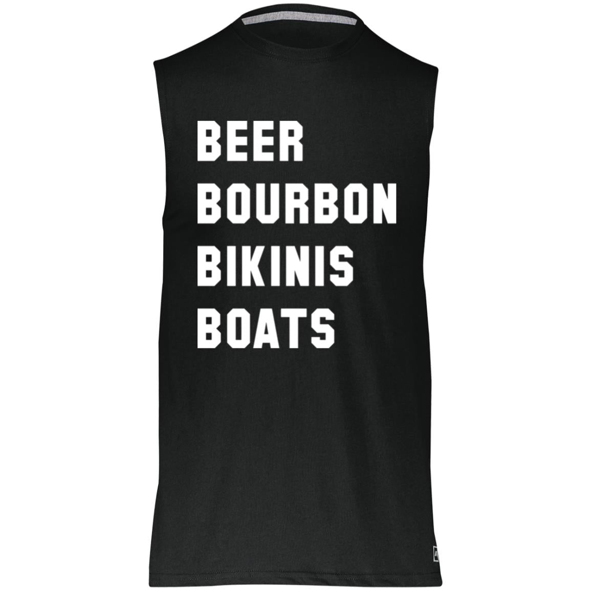 HRCL FL - Beer Bourbon Bikinis Boats - 2 Sided 64MTTM Essential Dri-Power Sleeveless Muscle Tee