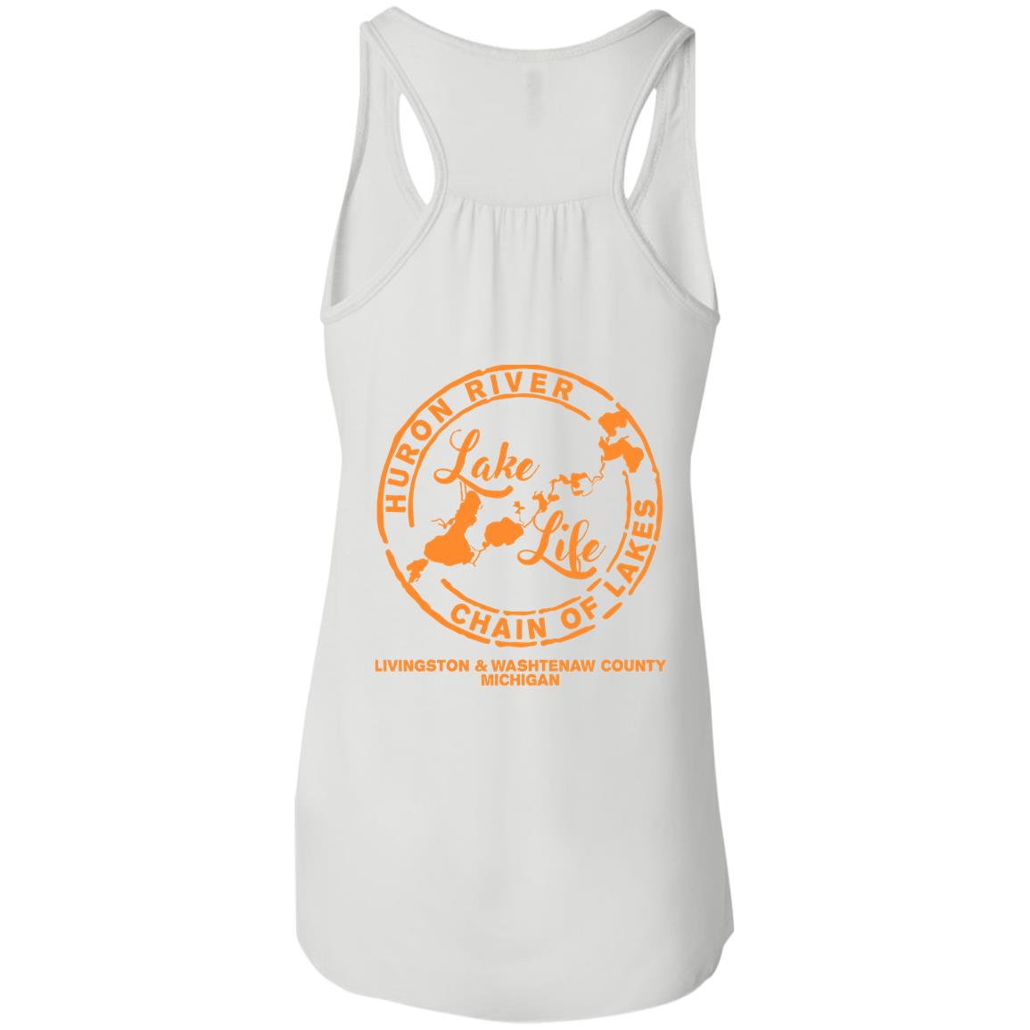 ***2 SIDED***  Life is Better at the Lake HRCL LL 2 Sided B8800 Flowy Racerback Tank