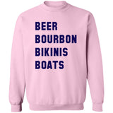 ***2 SIDED***  HRCL FL - Navy Beer Bourbon Bikinis Boats - 2 Sided G180 Crewneck Pullover Sweatshirt