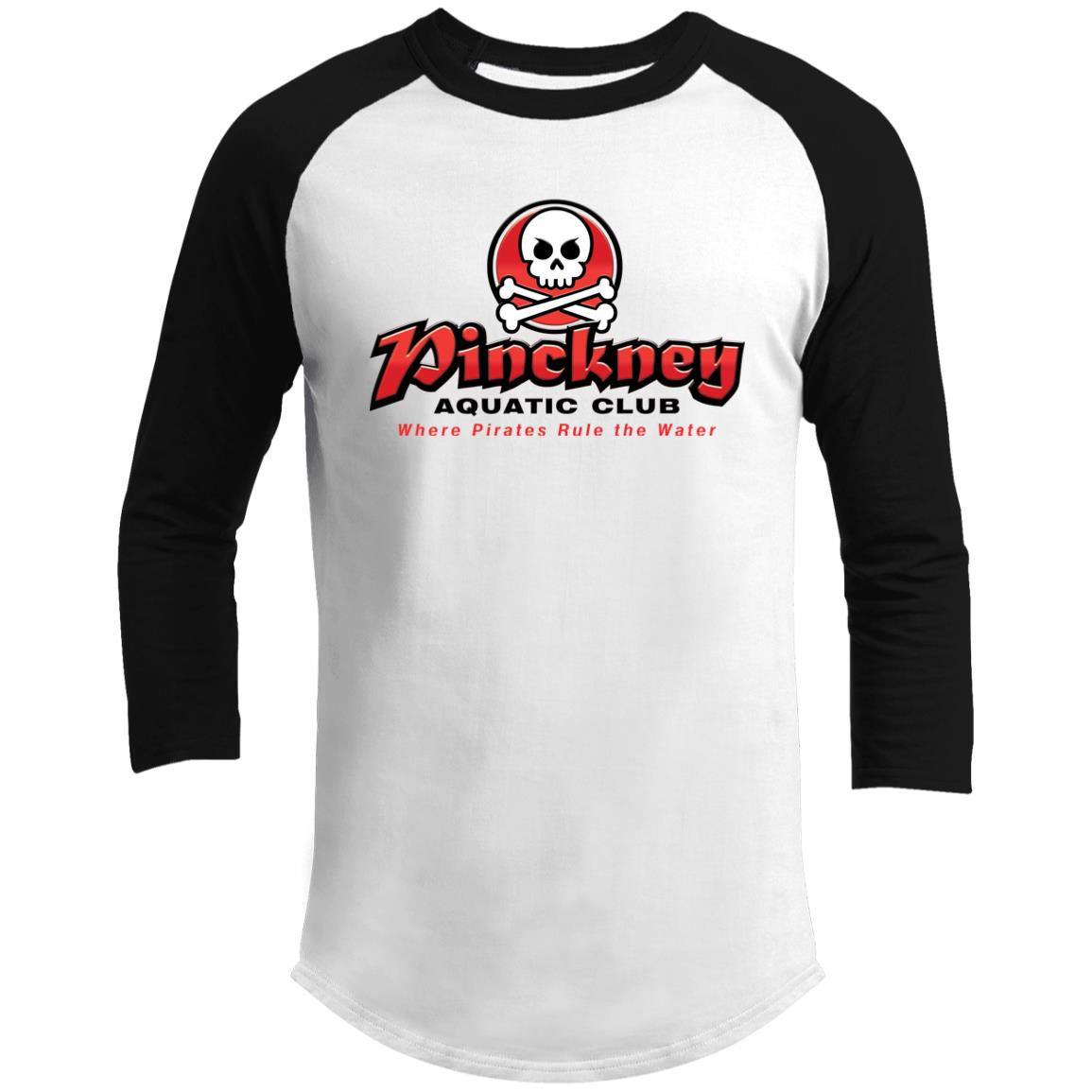 Pinckney Aquatic Club - B, W & R, T200 3/4 Raglan Sleeve Shirt