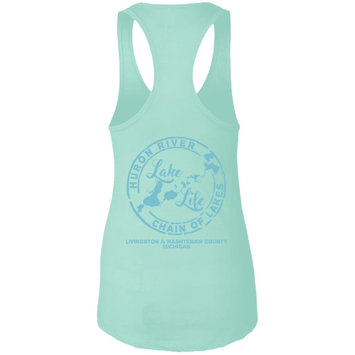 ***2 SIDED***  Living the Dream at the Lake HRCL LL 2 Sided NL1533 Ladies Ideal Racerback Tank