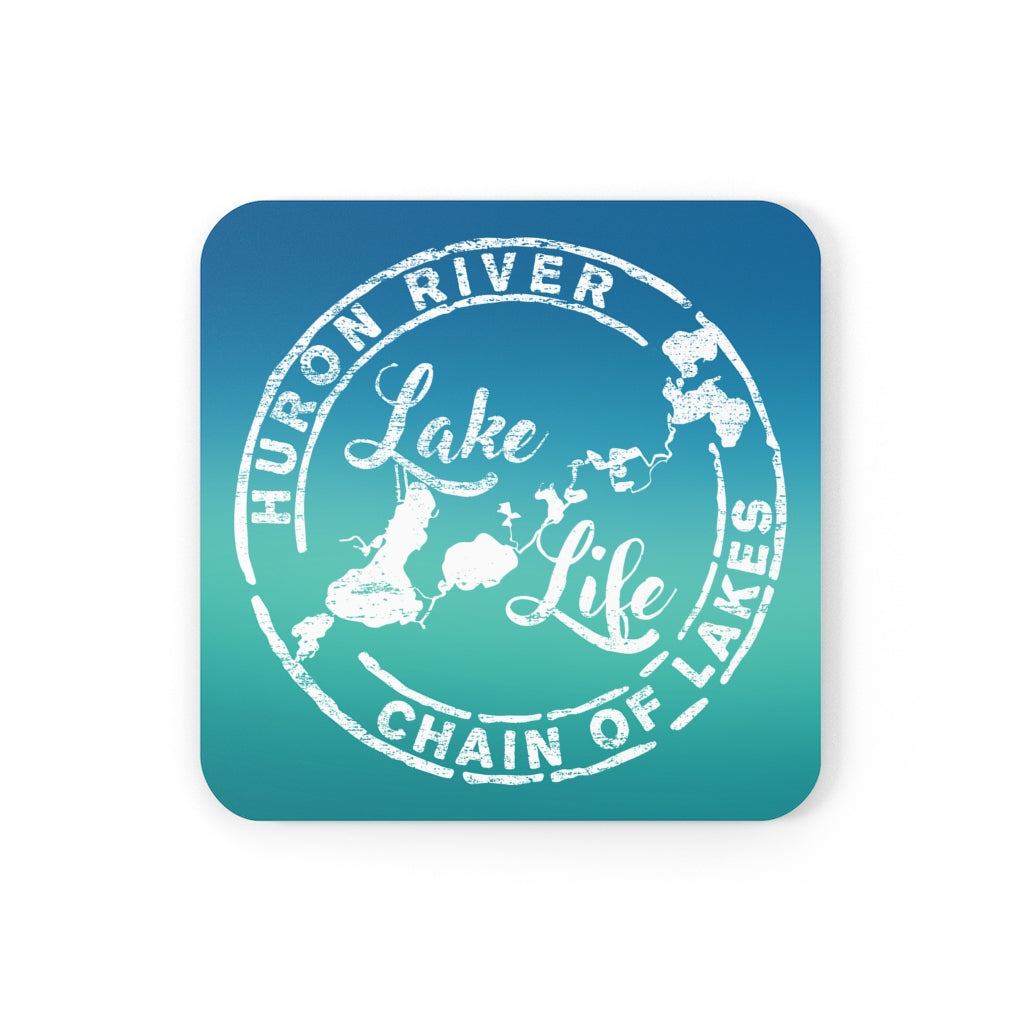Cork Back Square Coasters - HRCL Lake Life Logo