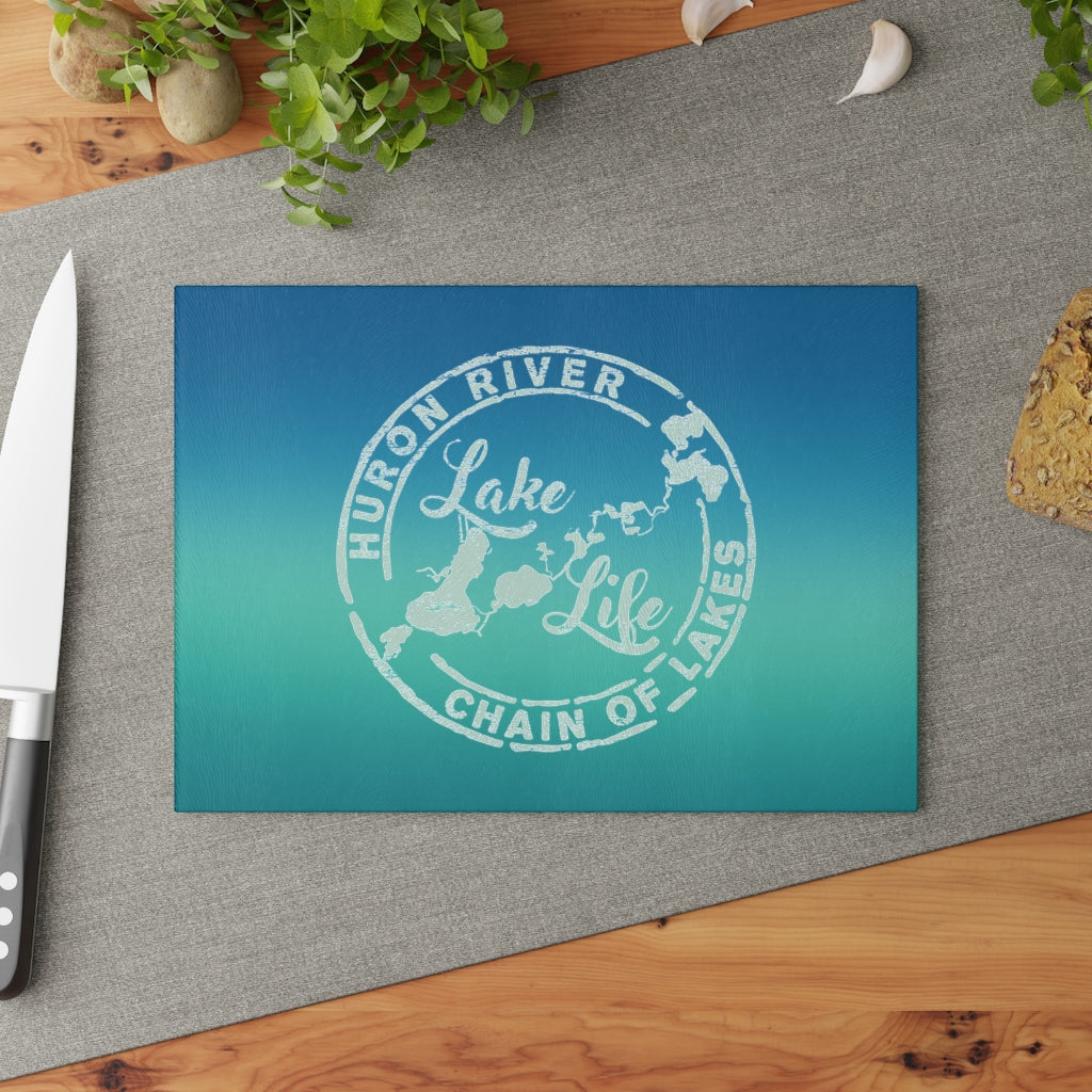 Glass Cutting Board - HRCL Lake Life Logo