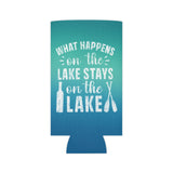 ***2 SIDED***  Regular & Slim Can Coolers 2 Sided - What Happens on the Lake - HRCL LL